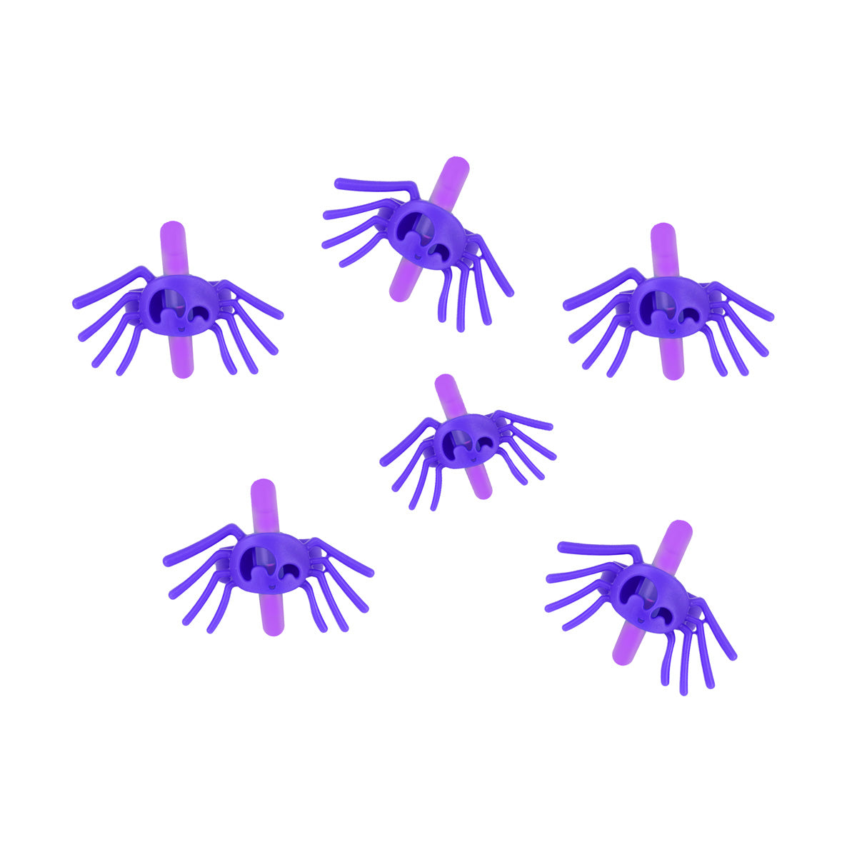Anillos en Forma de Araña Fluorescente color Morado 4 piezas.