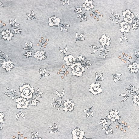 Juego de Sábanas Matrimoniales, Diseño Flores, Color Gris