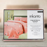 Juego de Sábanas Individual, Color Rosa, Diseño Corazones