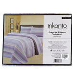 Juego de Sábanas Individual, Color Morado, Diseño Líneas