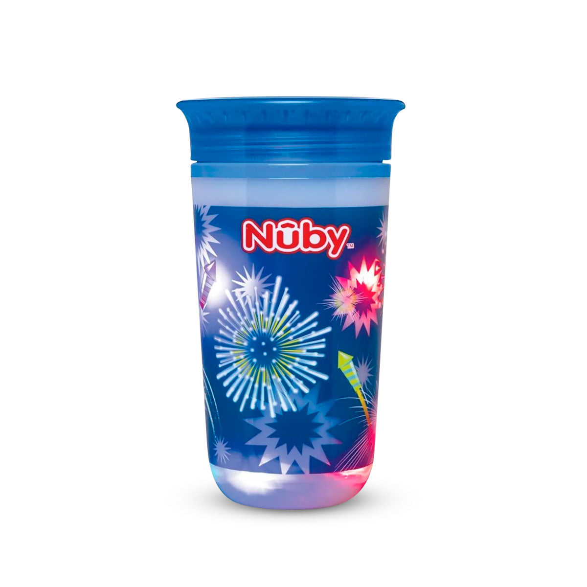 Vaso Entrenador Antiderrames Nuby 360Â° Luminoso color Azul rey 10oz.