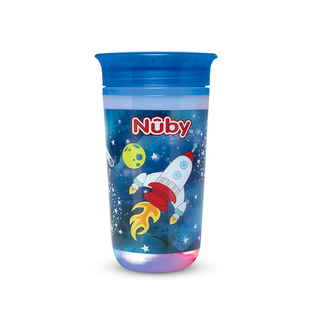 Vaso Entrenador Antiderrames Nuby 360Â° Luminoso color Azul rey 10oz.