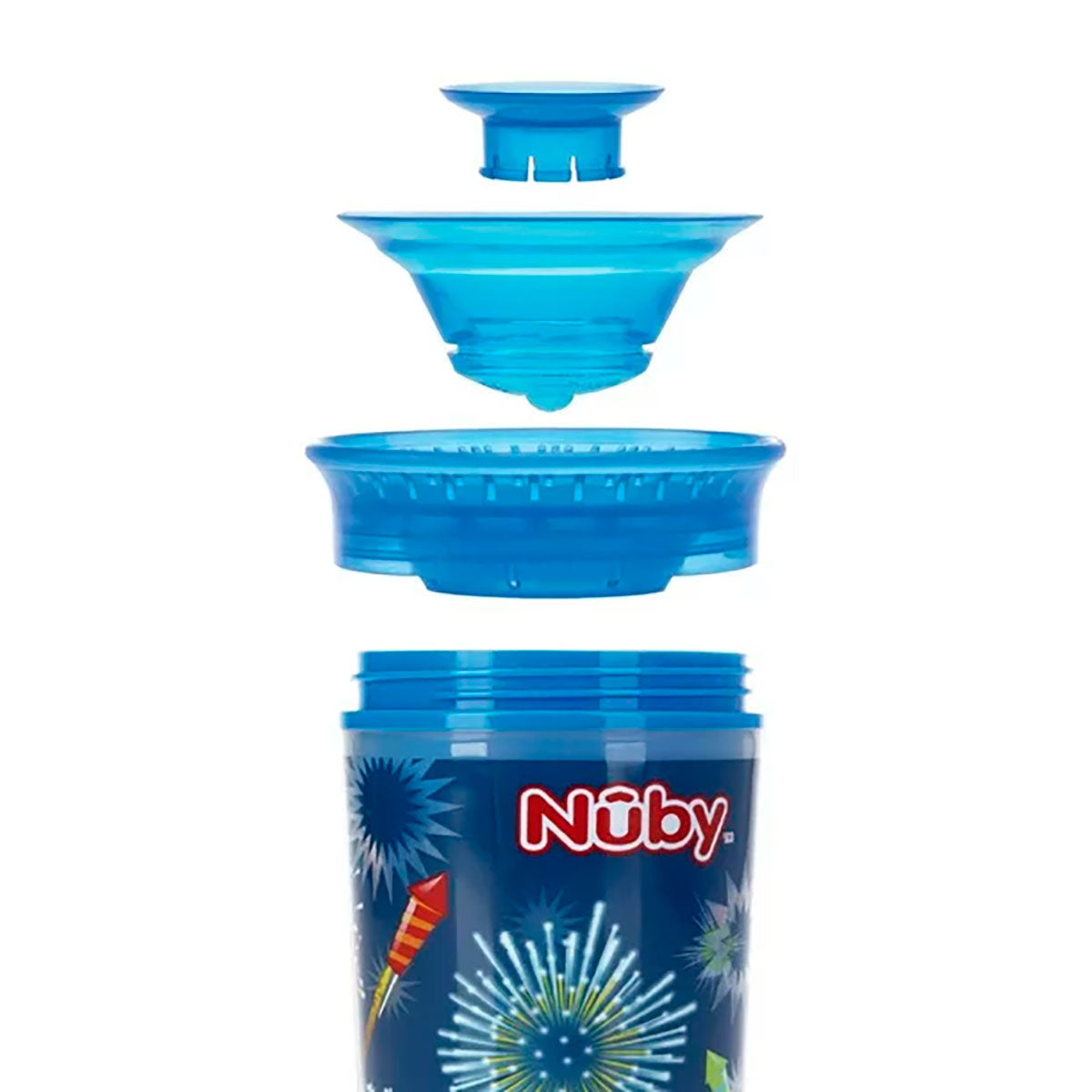 Vaso Entrenador Antiderrames Nuby 360Â° Luminoso color Azul rey 10oz.