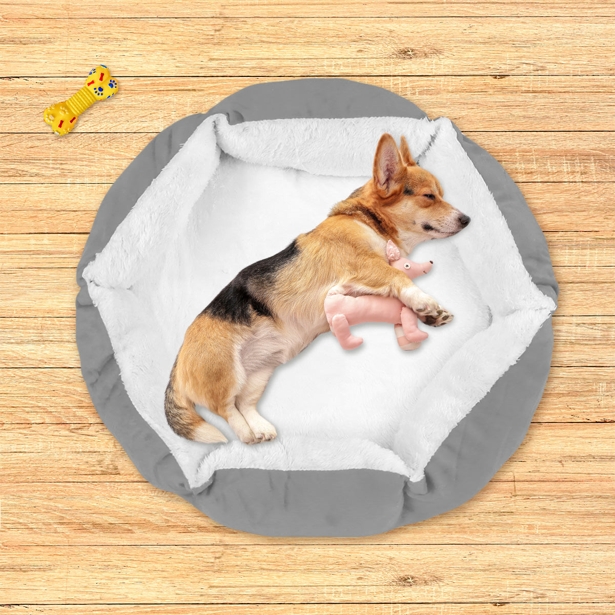 Cama con DiseÃ±o Hexagonal para Mascota, color Gris