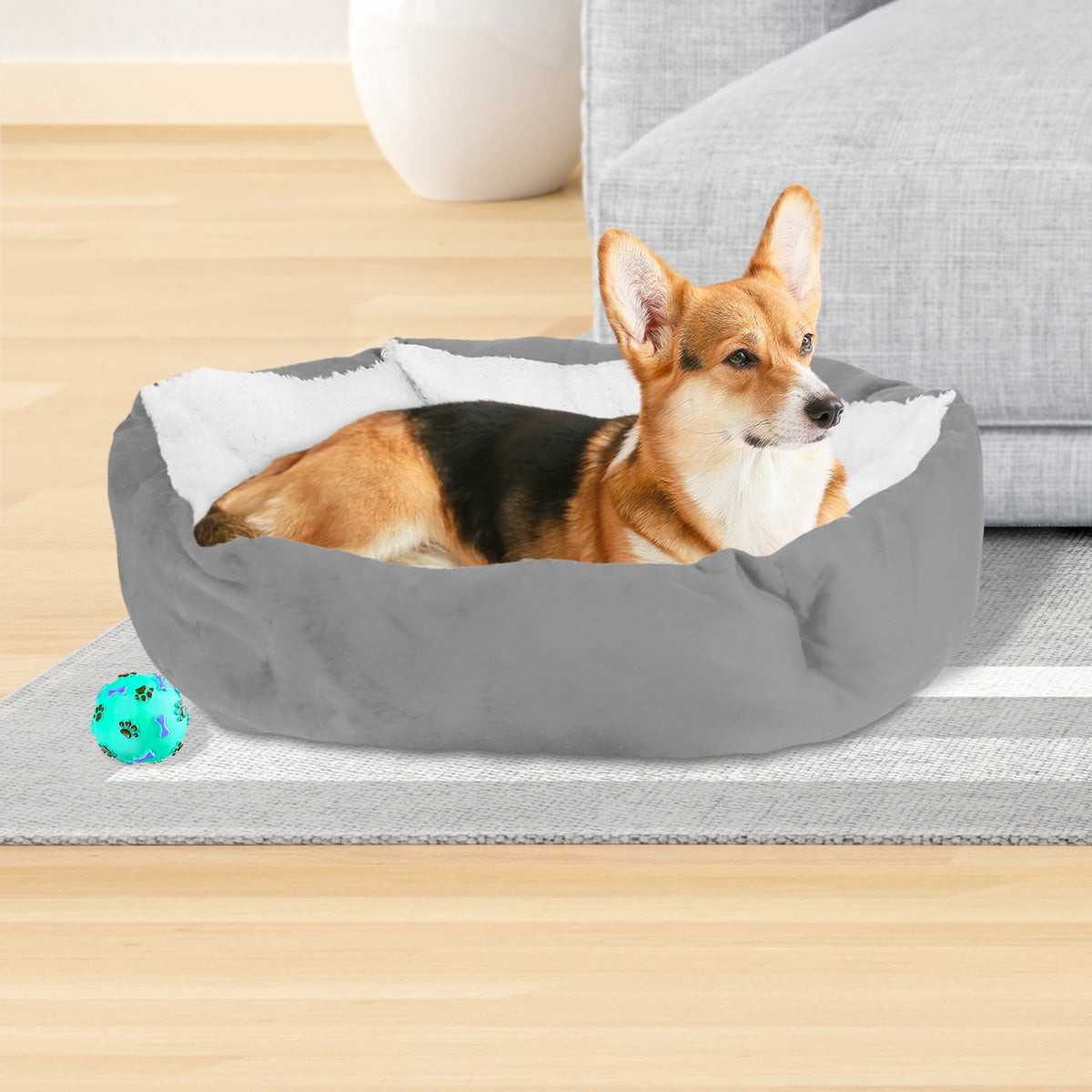 Cama con DiseÃ±o Hexagonal para Mascota, color Gris