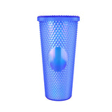 Vaso Texturizado color Azul Rey con Popote, 650ml
