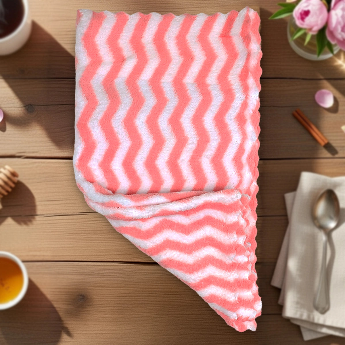 Trapo de Cocina, Color Rosa y Blanco, 2 pzas