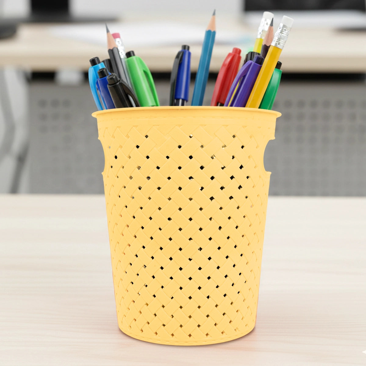 Canasta Organizadora, Redonda, Color Amarillo