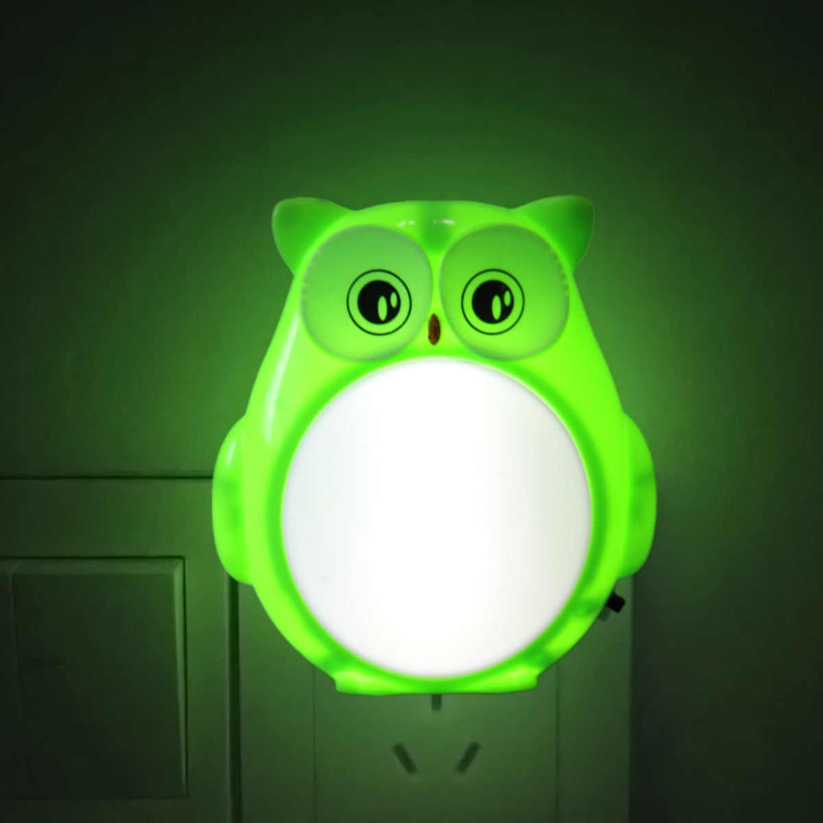 Lámpara LED de Pared en Forma de Búho, color Verde