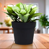 Maceta Decorativa con Planta Artificial, Color Negro