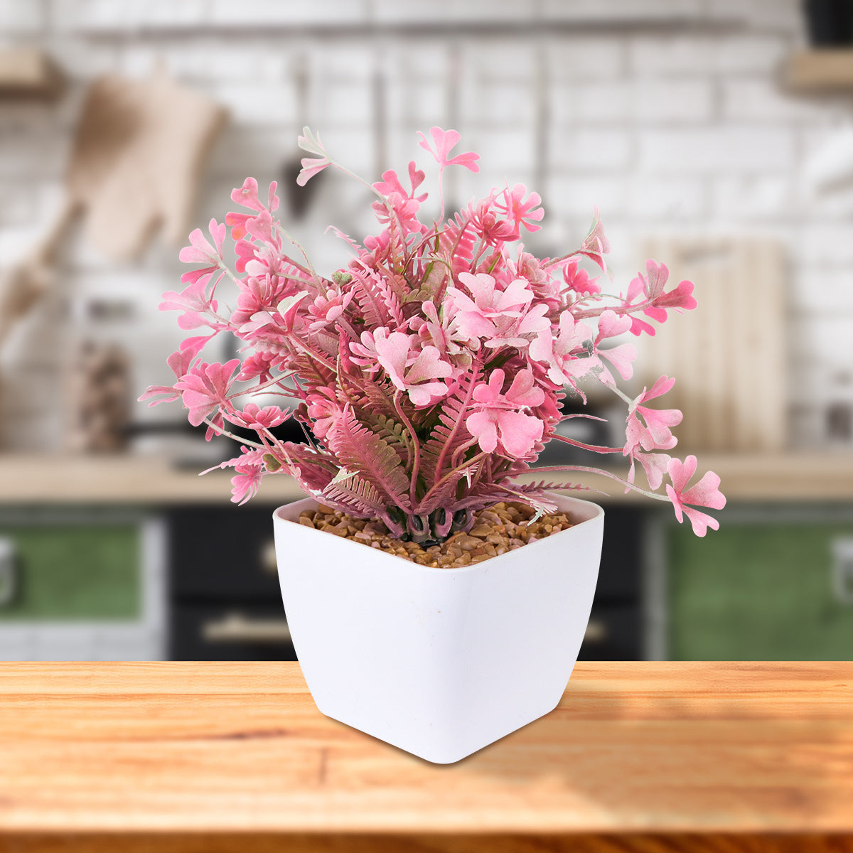 Maceta Decorativa con Planta Artificial, color Rosa