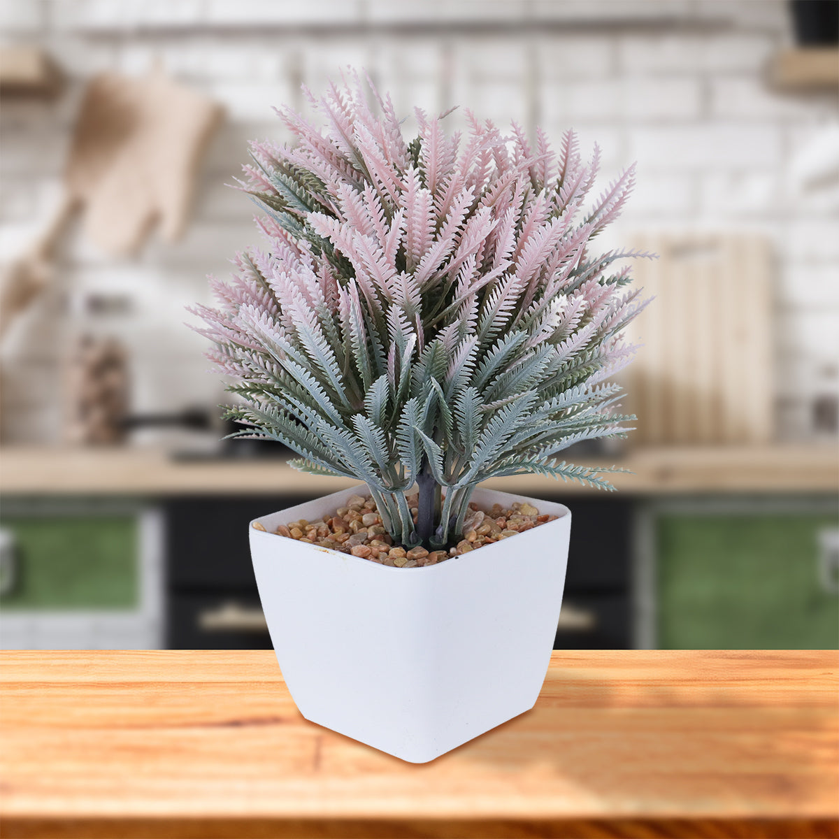 Planta Artificial Decorativa en Maceta, color Blanco