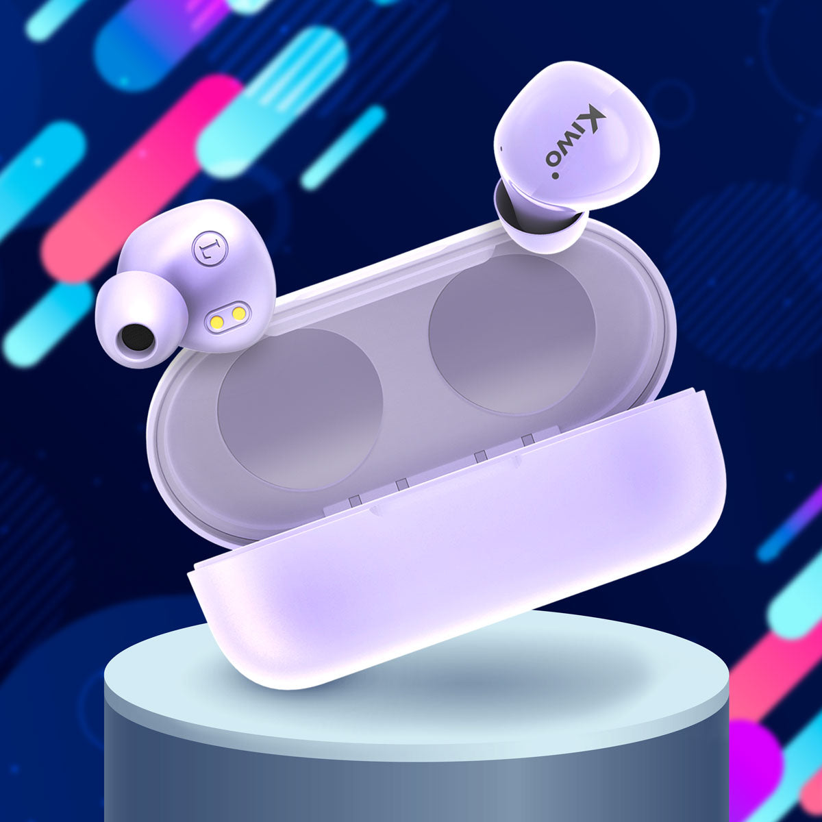 Audí­fonos Inalámbricos True Wireless Poe color Lila, Kiwo