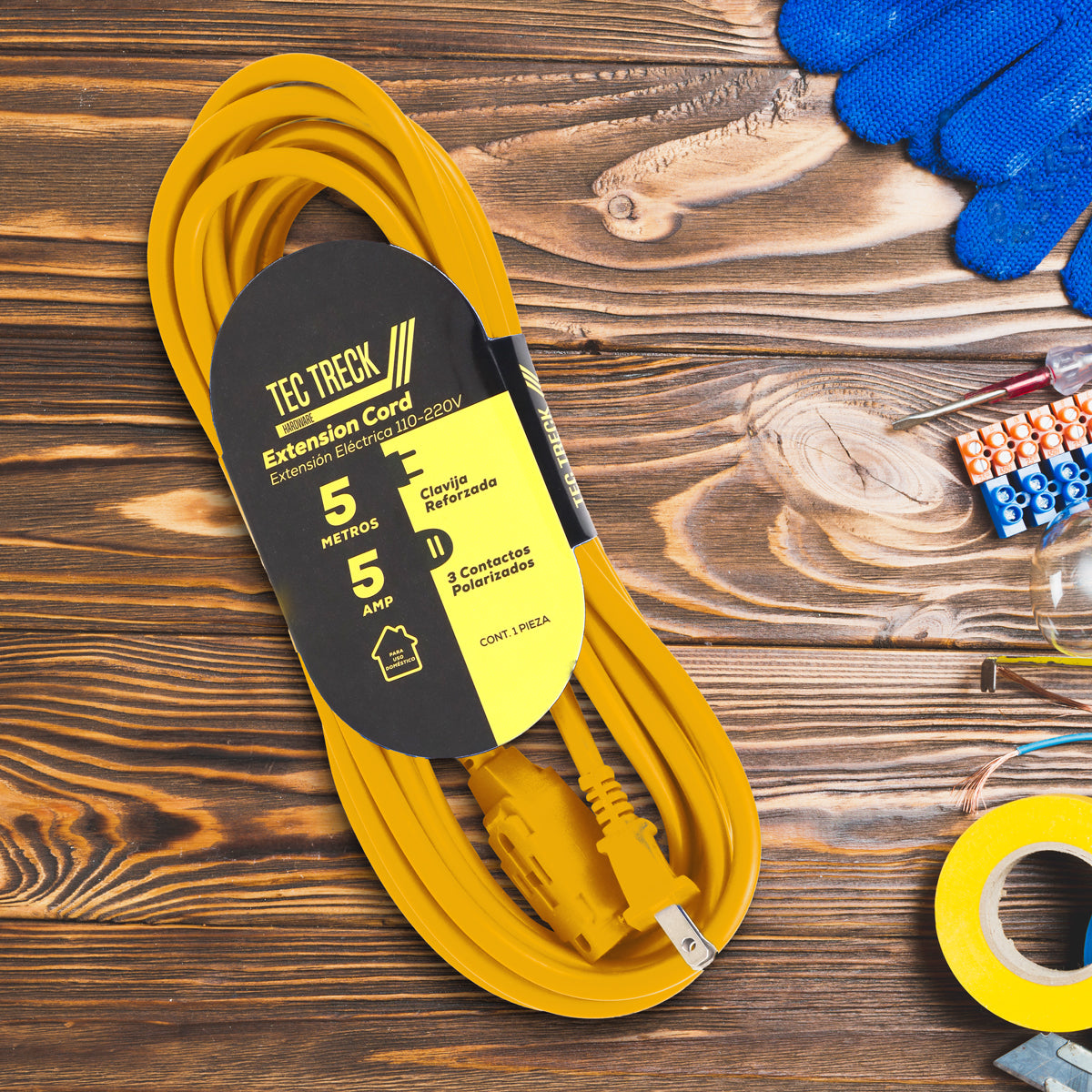 Extensión Eléctrica, 3 m, Color Amarillo