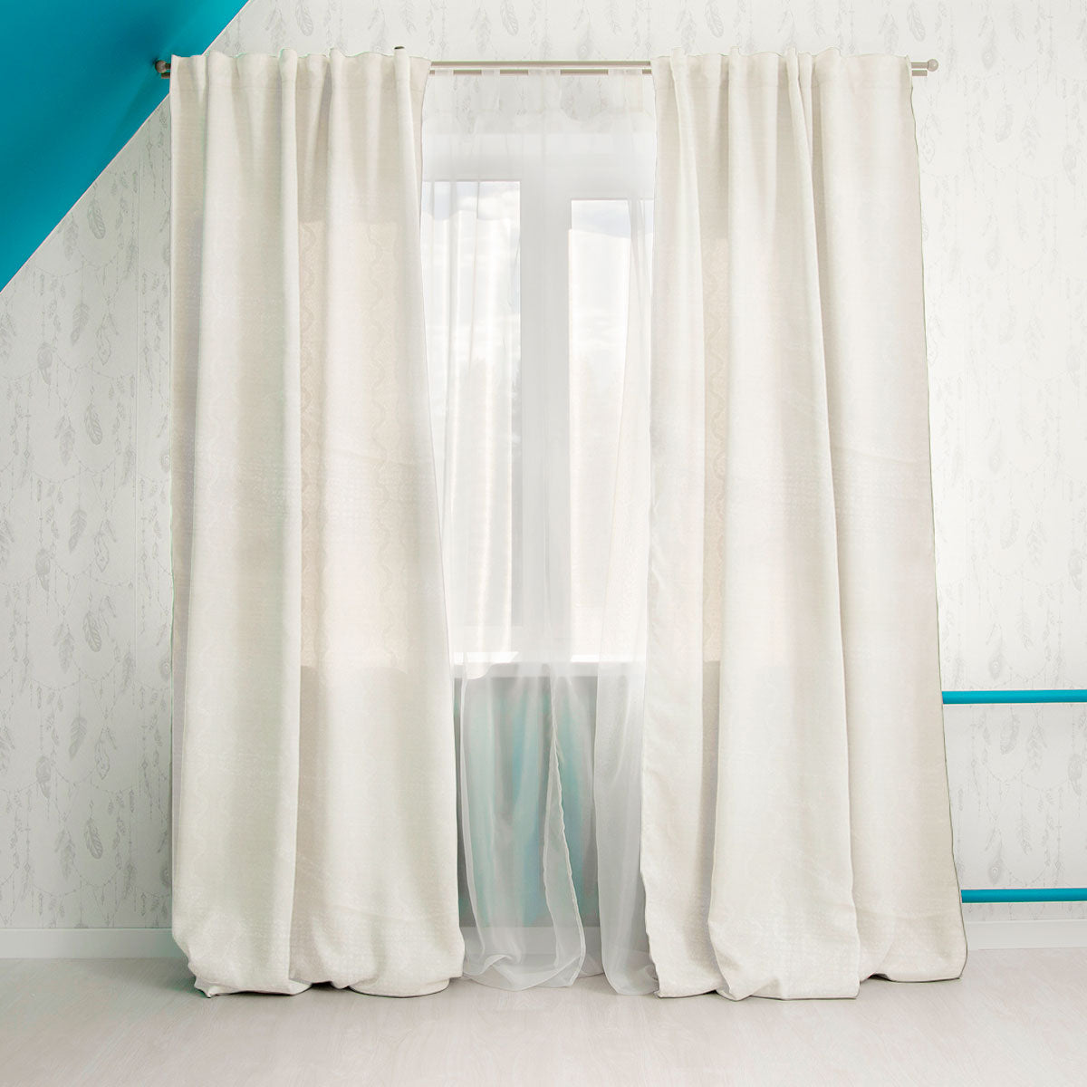 Cortina Diseño Jaspeado color Hueso 200 x 140cm