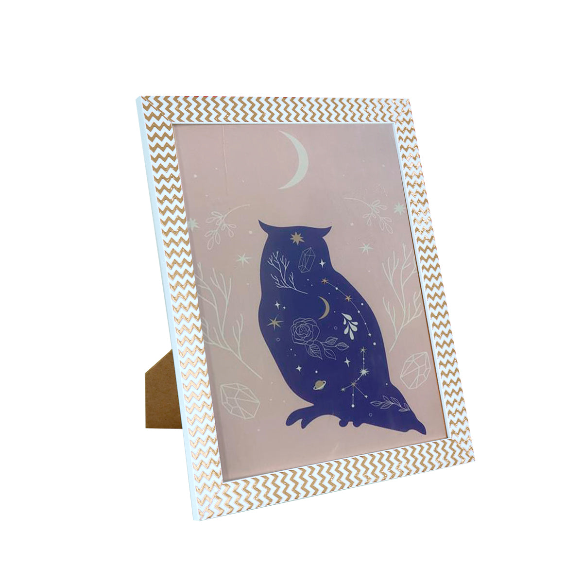 Portarretrato con Diseño, Color Blanco con Dorado, 12x17 cm