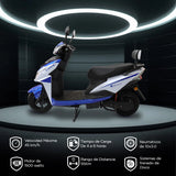 Motocicleta Eléctrica Kiwo E-Bike ZL color Azul con Blanco