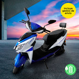 Motocicleta Eléctrica Kiwo E-Bike ZL color Azul con Blanco