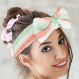 Diadema Facial con Moño para Dama, color Blanco con Verde