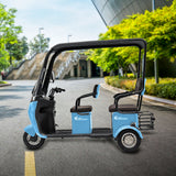 Kiwo, Triciclo Eléctrico con Techo, Modelo BTY002, Color Azul Cielo