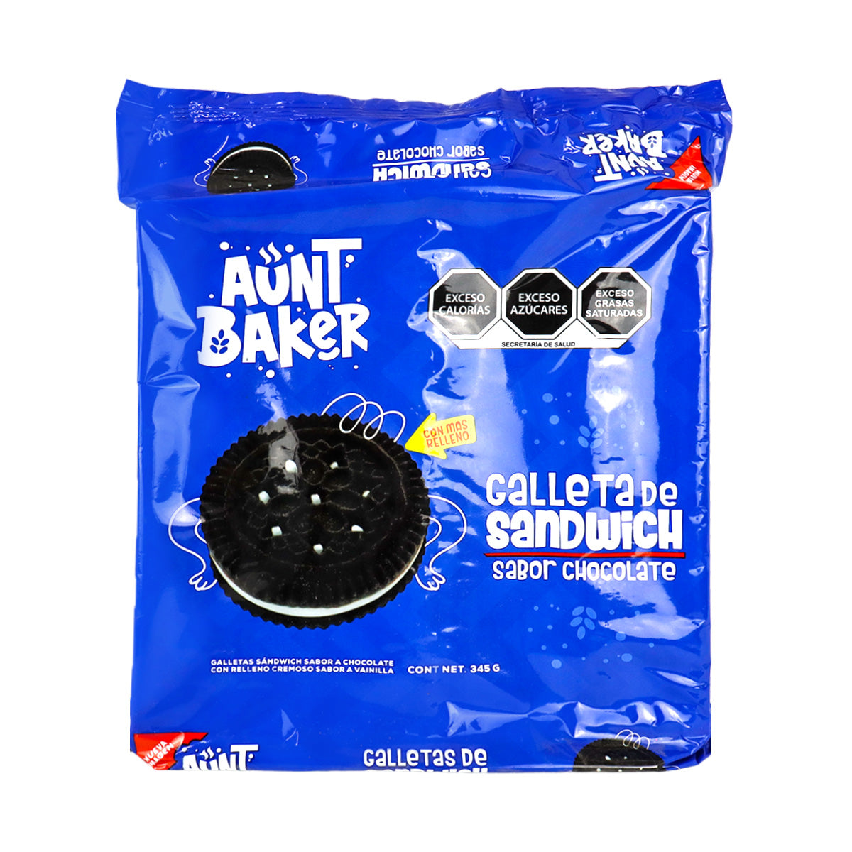 Galletas de Sándwich Sabor Chocolate, Aunt Baker, 345 gr