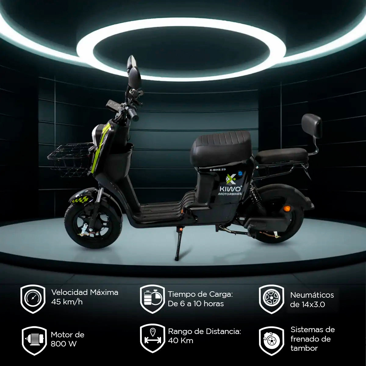 Bicicleta Eléctrica Kiwo Z9, color Verde
