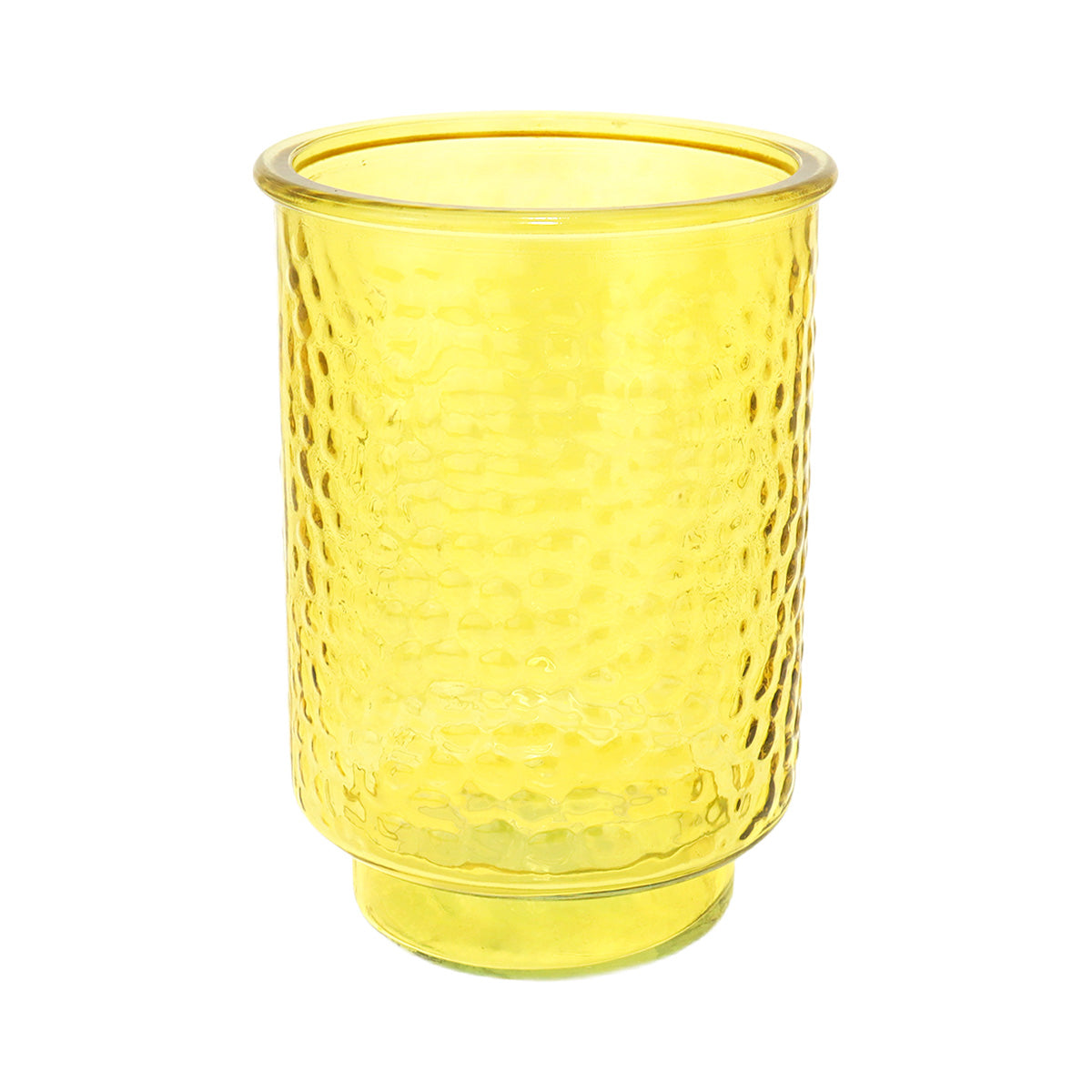 Florero Cilí­ndrico de Cristal color Amarillo, 10x15cm