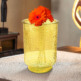Florero Cilí­ndrico de Cristal color Amarillo, 10x15cm