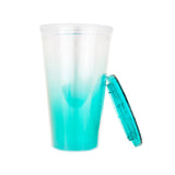 Vaso de Plástico con Tapa, color Aqua