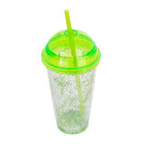 Vaso Decorado color Verde con Popote, 500ml