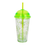 Vaso Decorado color Verde con Popote, 500ml
