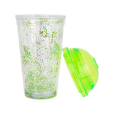 Vaso Decorado color Verde con Popote, 500ml
