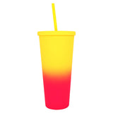 Vaso con Popote, color Amarillo, 650ml