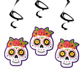 Decoraciones Colgantes con Espiral con Diseño de Día de Muertos