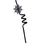 Popote color Negro en Espiral con Decoración de Telaraña