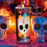 Veladora con Diseño de Calavera para Dí­a de Muertos