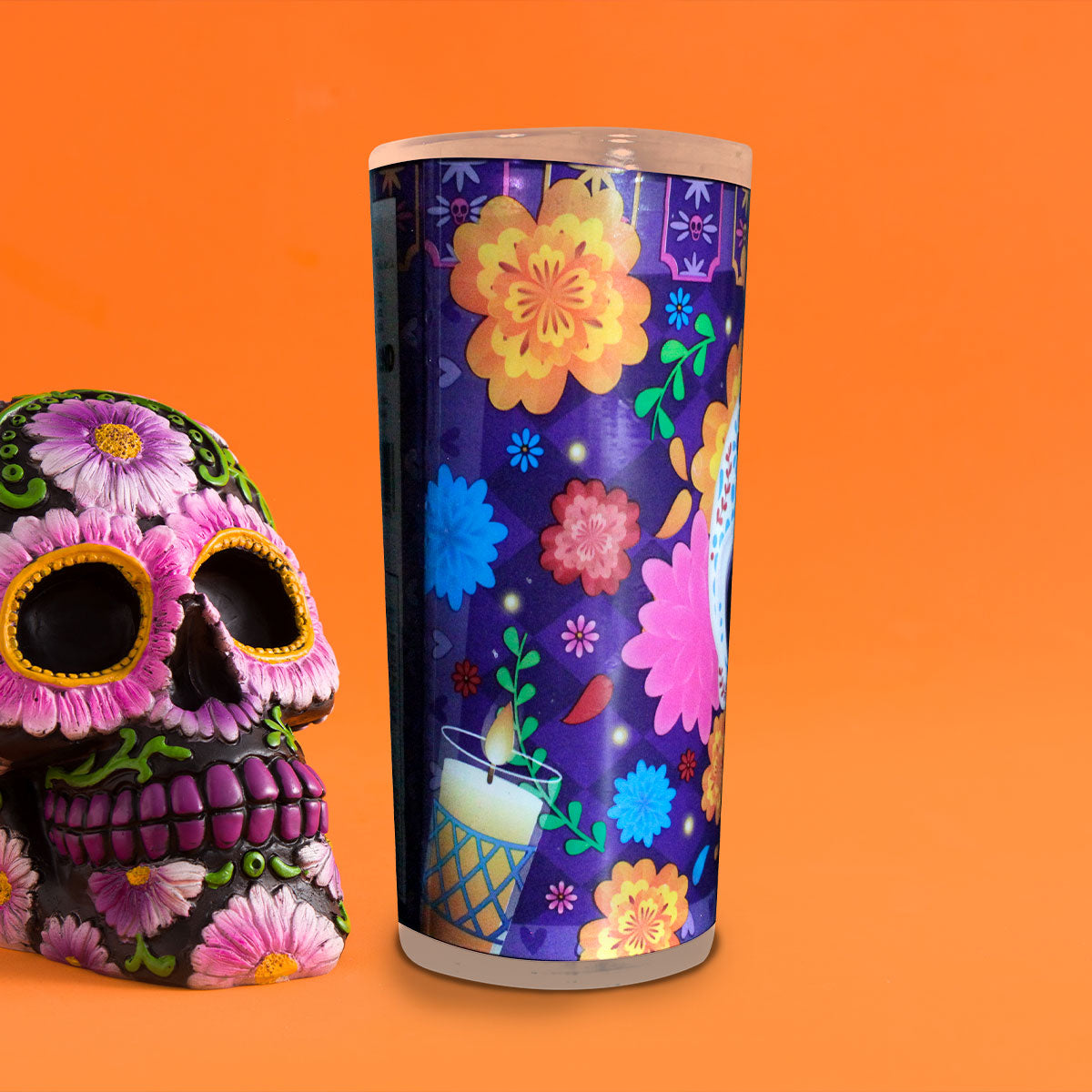 Veladora con Diseño de Calavera para Dí­a de Muertos