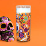 Veladora con Diseño de Calavera de Azúcar para Dí­a de Muertos