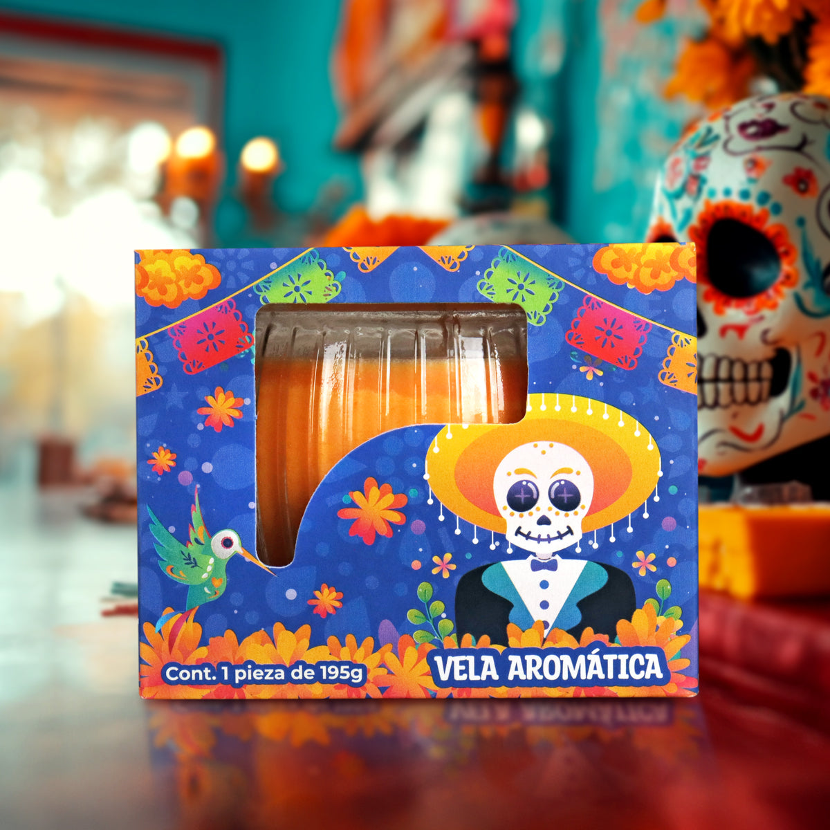 Vela Aromática Especial para Dí­a de Muertos, color Naranja
