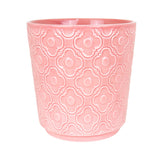 Maceta con Textura Flor, Cerámica, Color Rosa