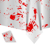 Mantel, Plástico, Color Blanco con Simulación de Sangre