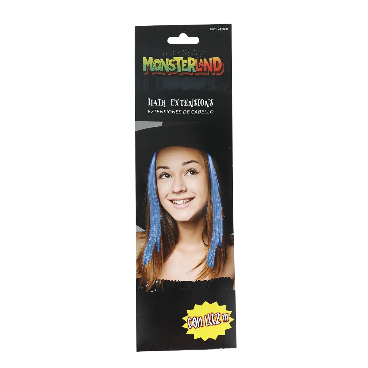Extensiones de Cabello color Azul con Luz