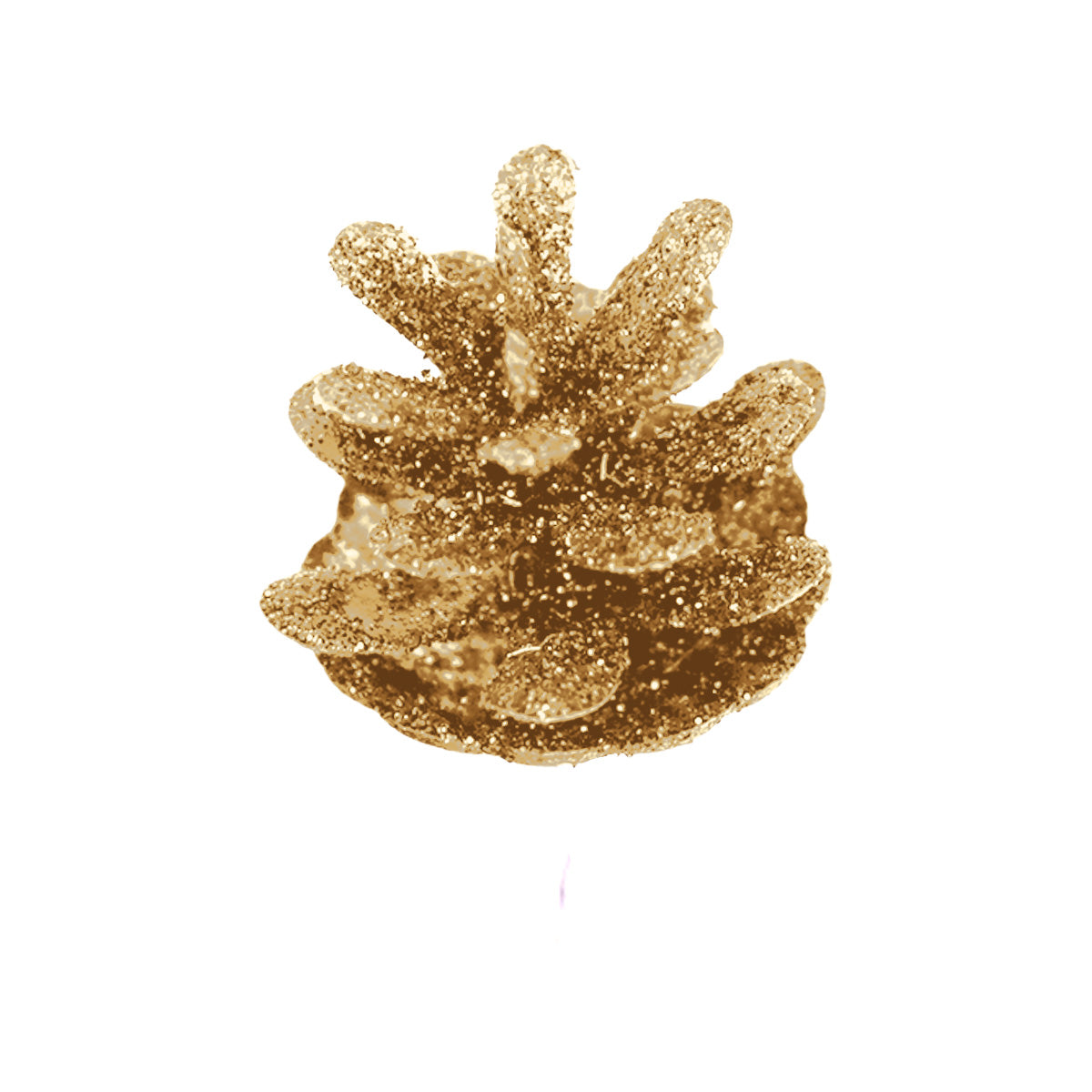 Piña Navideña con Glitter, Color Oro, 6 pzas
