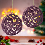 Esfera con Ornamentos, Glitter, Color Morado, 2 pzas