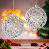 Esfera con Ornamentos, Glitter, Color Plata, 2 pzas