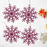 Ornamento Navideño en Forma de Copo de Nieve color Vino, 4pzas