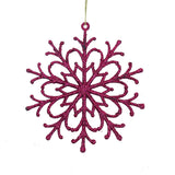 Ornamento Navideño en Forma de Copo de Nieve color Vino, 4pzas