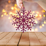 Ornamento Navideño en Forma de Copo de Nieve color Vino, 4pzas