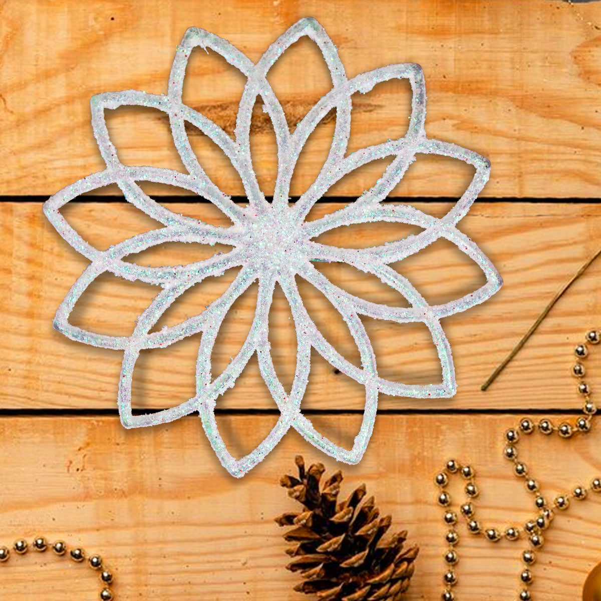 Ornamento en Forma de Flor, Color Blanco, 4 pzas
