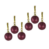 Mini Esferas Navideñas con Glitter, Color Vino, 6 pzas
